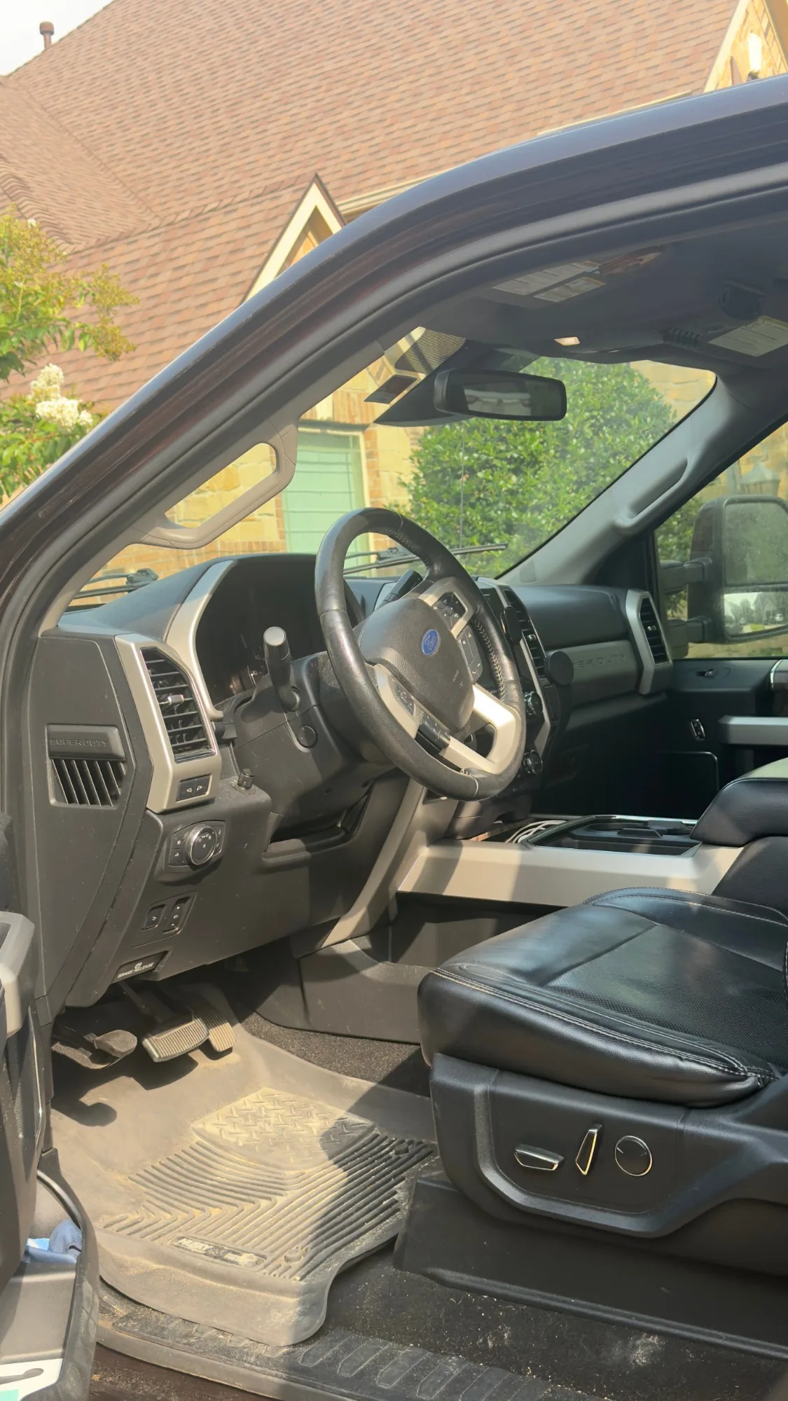 Dusty Ford Super Duty cab before interior detailing